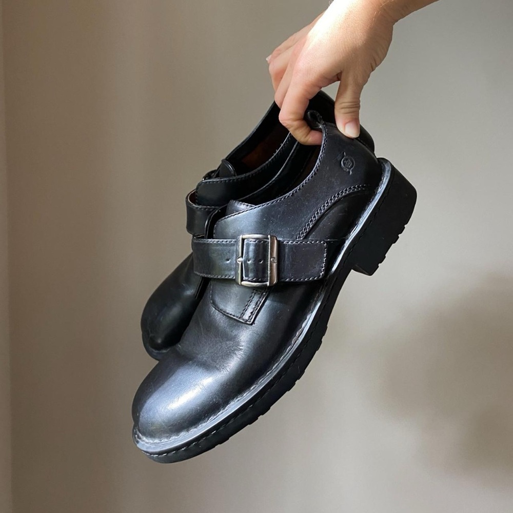 Black Leather Monk Strap Oxfords 10.5W / 9.5M